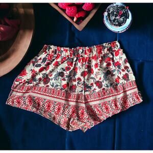 XHILARATION Womens Shorts Multicolored Size Large Red‎ Blue Floral White Boho